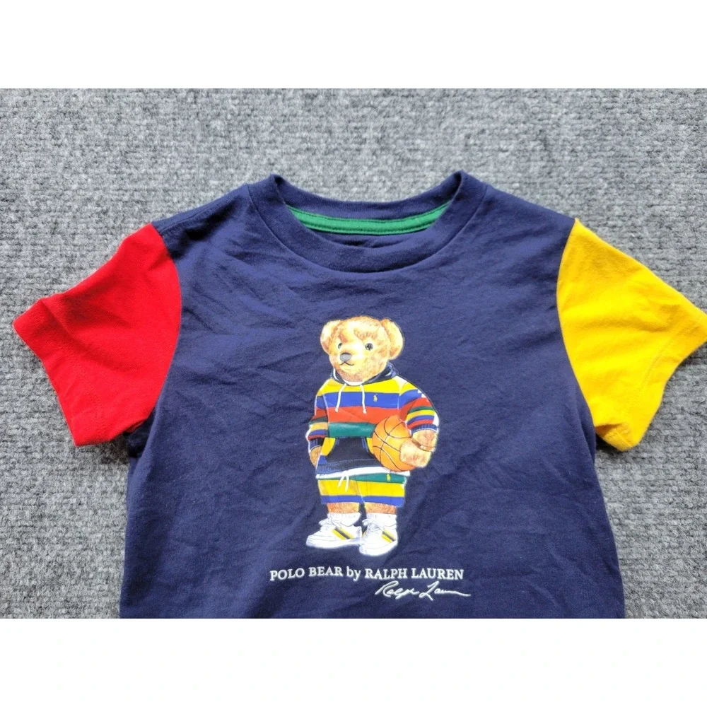 Ralph Lauren Polo Bear Basketball Colorblock T-Shirt Navy Blue 18M
